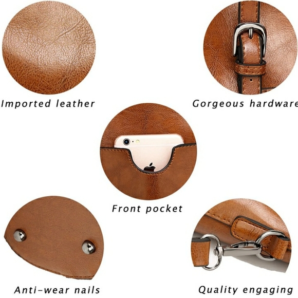 Leather Satchel Boho Handbag Purse - Picture 5 of 5